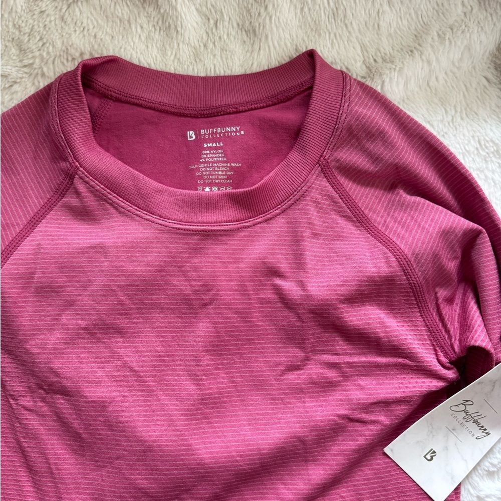 NEW BuffBunny Pink Ribbed Long Sleeve cut out